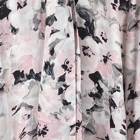 NWT Black Label By Evan Picone Top Womens Size XL V Neck Tie Pink Floral - Picture 4 of 10